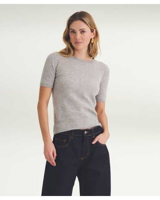 NAADAM Gray Lightweight Cashmere Short Sleeve Sweater