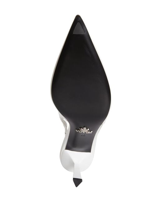 Prada White Modellerie Pointed Toe Slingback Pump