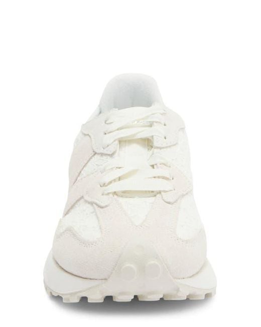 New Balance White 327 Lace Sneaker