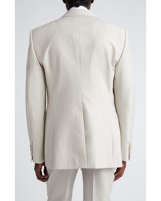 Alexander McQueen Natural Pinstripe Wool & Mohair Barathea Sport Coat for men