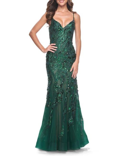 La Femme Women's Green Mermaid Sequin And Beaded Embellished Prom Dress -  www.rajagirimanappuram.com