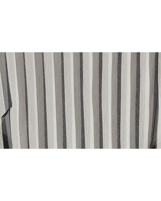 Dries Van Noten Gray Stripe Long Sleeve Sheer Silk Maxi Dress