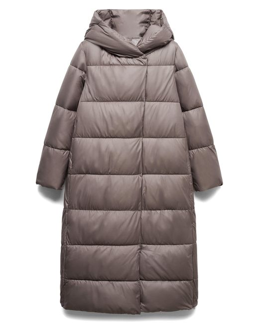 Mango Gray Quilted Water Repellent Longline Jacket
