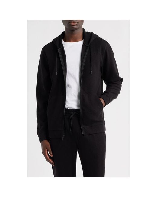 Zella Black Waffle Knit Zip-Up Hoodie for men