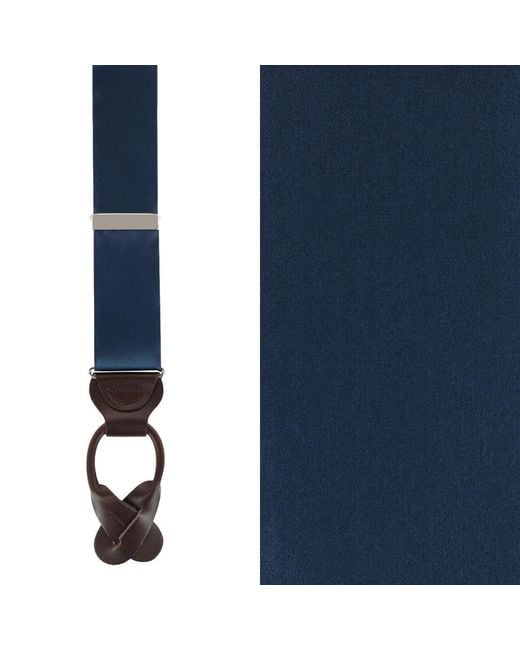 Trafalgar Blue Big & Tall Dutton Solid Colored Silk Button End Suspenders for men