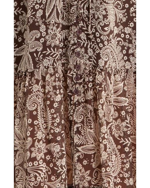 Gibsonlook Brown Kira Print Drawstring Maxi Dress