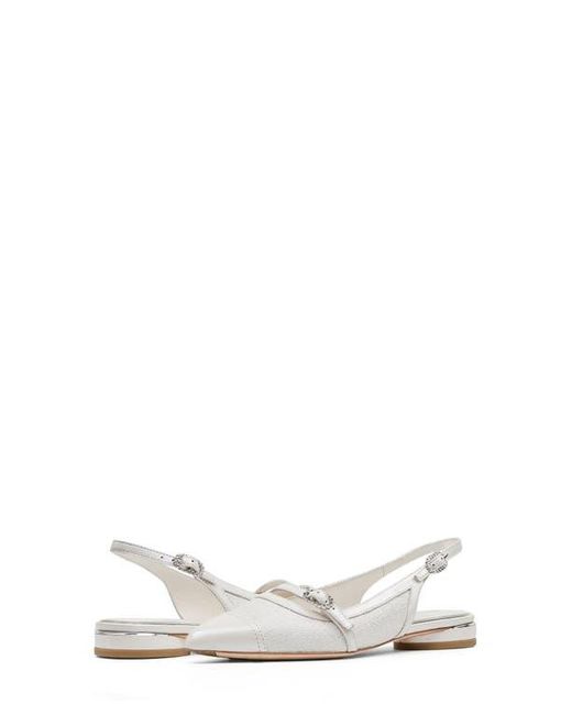 Donald J Pliner White Rozamay Pointed Toe Slingback Flat