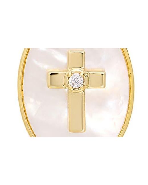 ATHRA LUXE Metallic Mother-Of-Pearl Cross Pendant Necklace