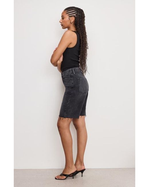 GOOD AMERICAN Blue Good Standard Raw Hem Bermuda Shorts