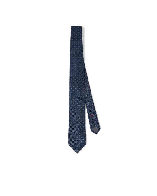 Brunello Cucinelli Blue Silk Tie With Pattern for men