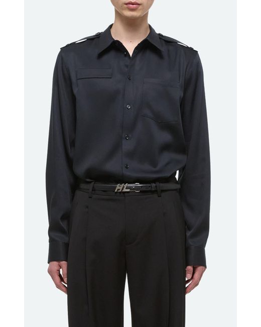 Helmut Lang Black Epaulet Button-up Shirt for men