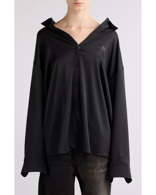 Balenciaga Black Bb Oversize Fluid Twill Button-Up Shirt
