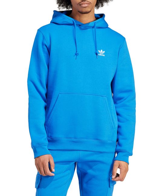 Adidas Originals Blue Essential Cotton Blend Hoodie for men