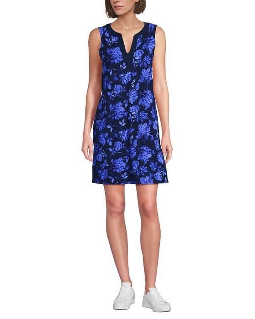 lands end cotton jersey notch neck dress Lands' End Women's Cotton Jersey Notch Neck Dress with Soutache