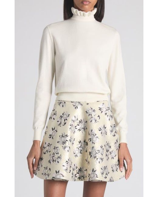 Alexander McQueen White Ruffle Collar Wool Blend Sweater
