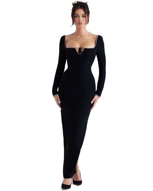 House Of Cb Rosa Embellished Long Sleeve Dress in Black Lyst