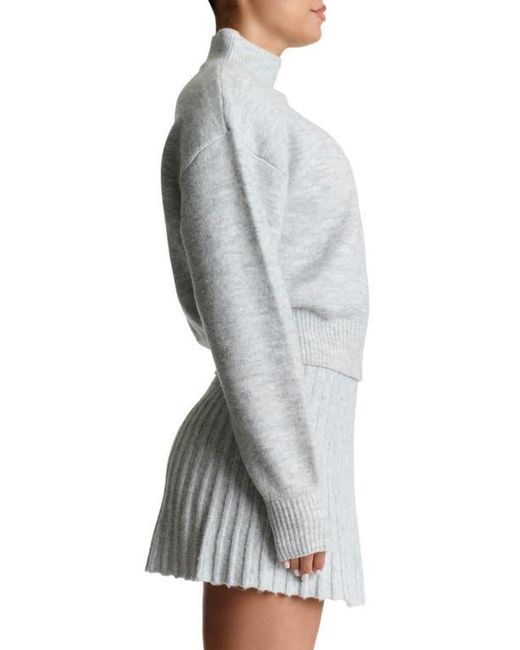 Naked Wardrobe Gray Crop Turtleneck Sweater
