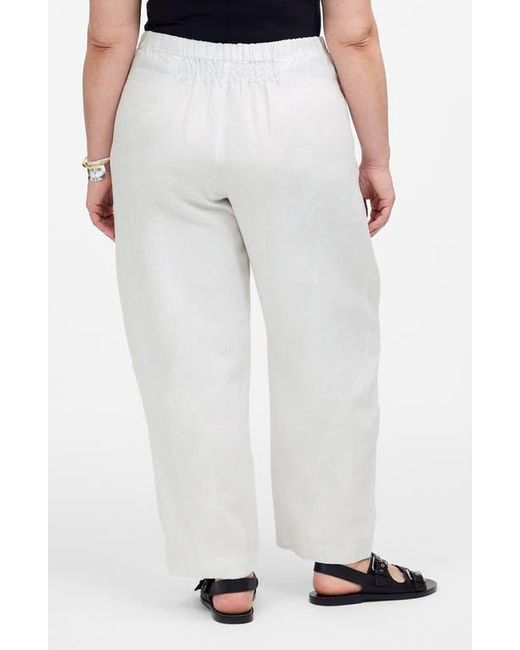 Madewell White Barrel Leg Linen Pants