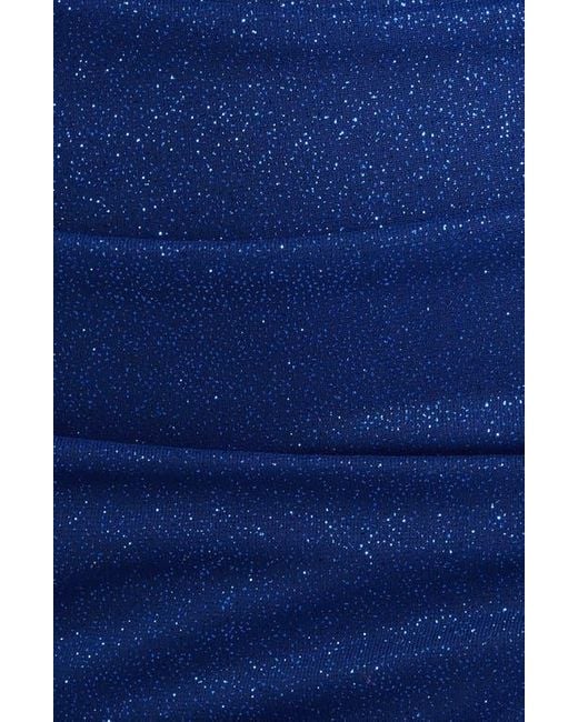 Jump Apparel Blue One Shoulder Metallic Ruched Minidress