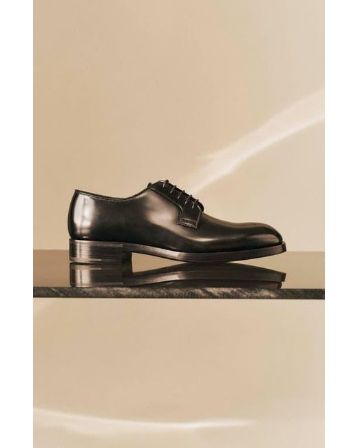Prada Black Formale Spazzolato Plain Toe Derby for men