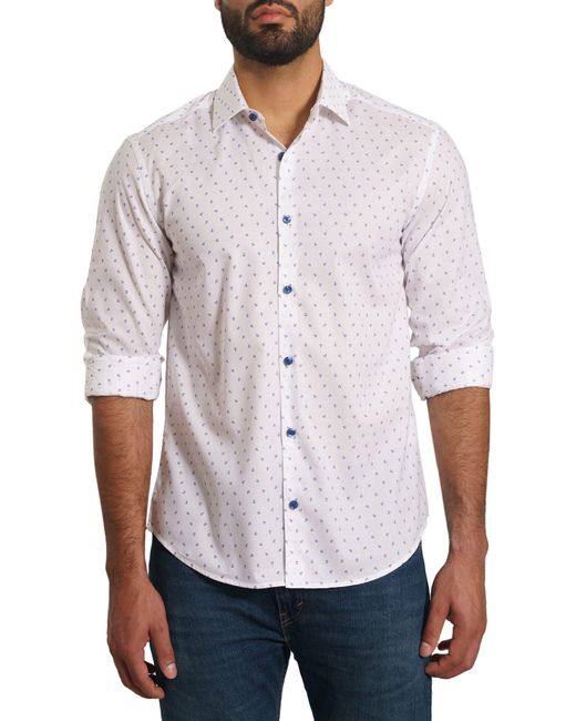 Jared Lang White Trim Fit Anchor Print Button-up Shirt for men