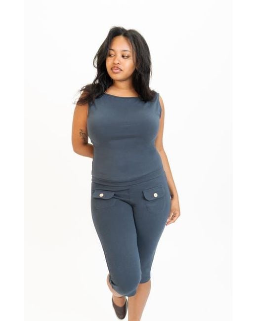 Oddli Blue Button Capris
