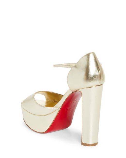 Christian Louboutin Sandaloo Metallic Peep Toe Platform Sandal