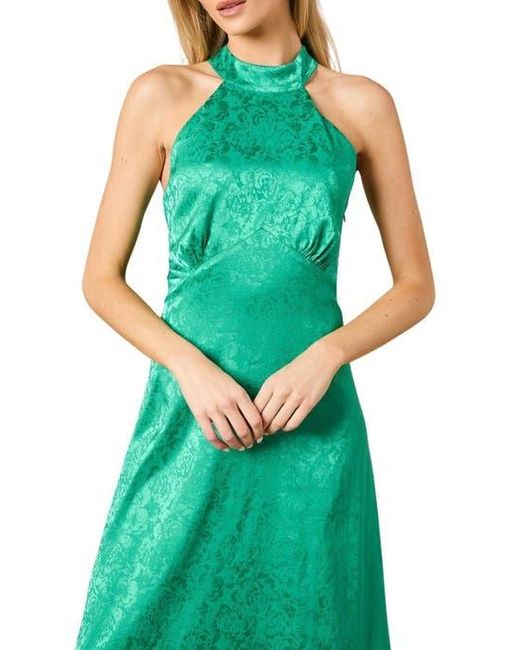 Oasis Green Bias Halterneck Midi Dress