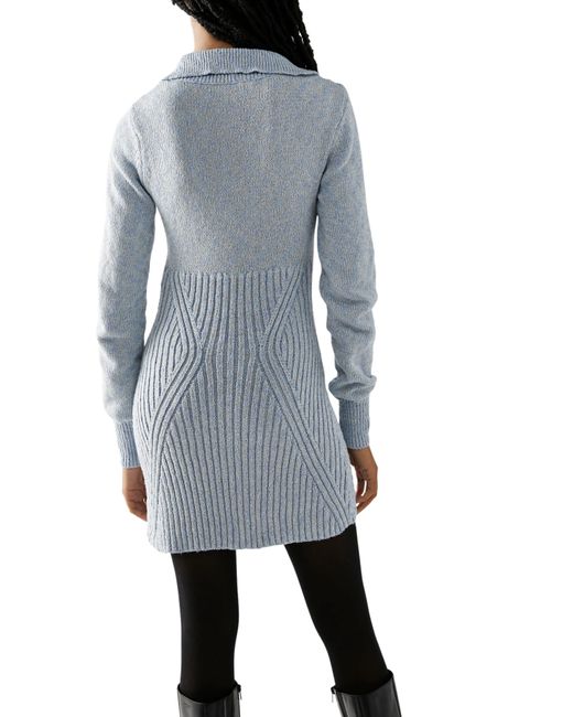 Free People Gray Mont Blanc Long Sleeve Mini Sweater Dress