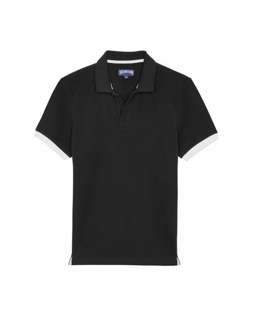 Vilebrequin Black Solid Cotton Polo for men
