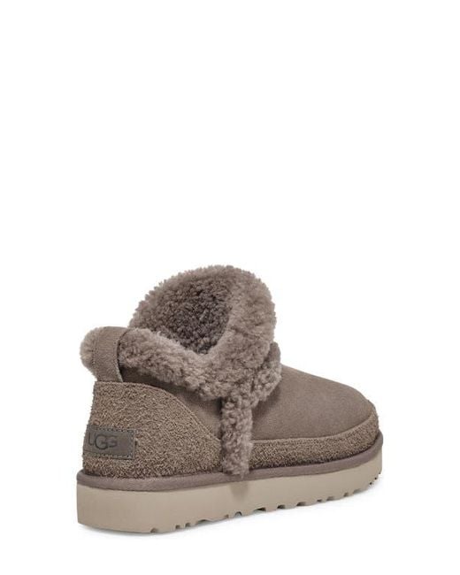 UGG Classic Ultra Mini Spillseam Genuine Shearling Bootie in