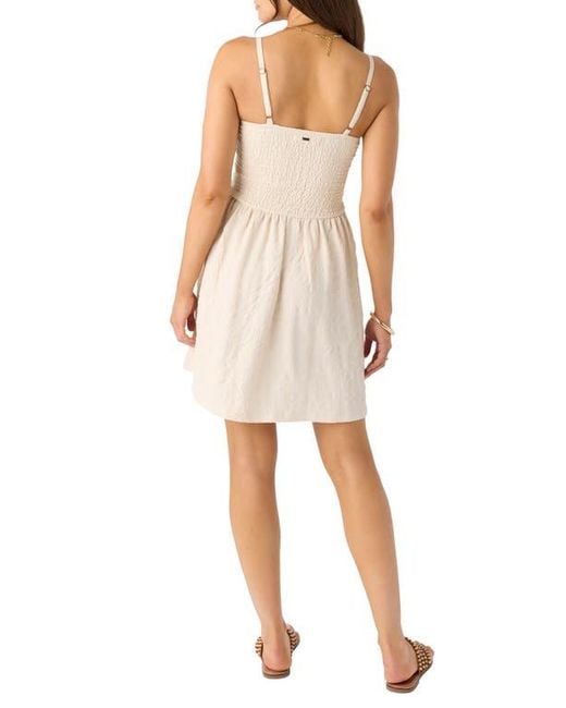 O'neill Sportswear Natural Leighton Textured Smocked Button-Up Minidress