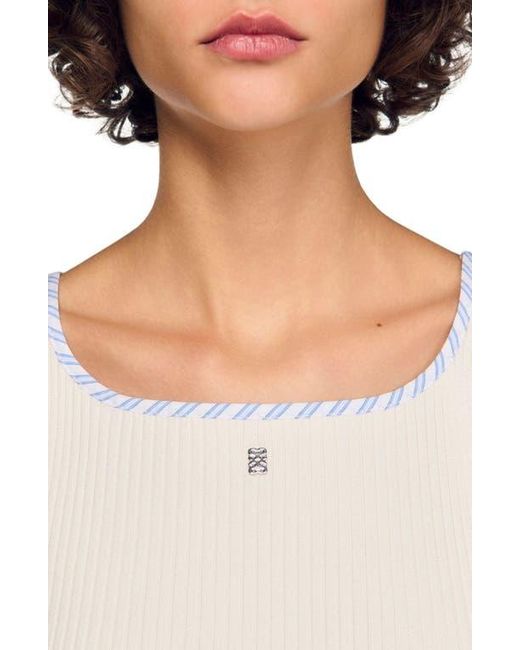 Sandro Blue Ribbed Vest Top