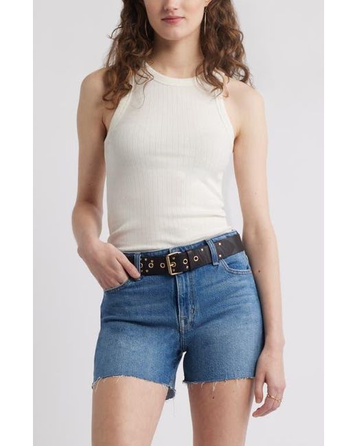 Treasure & Bond Blue Pointelle Rib Crewneck Tank