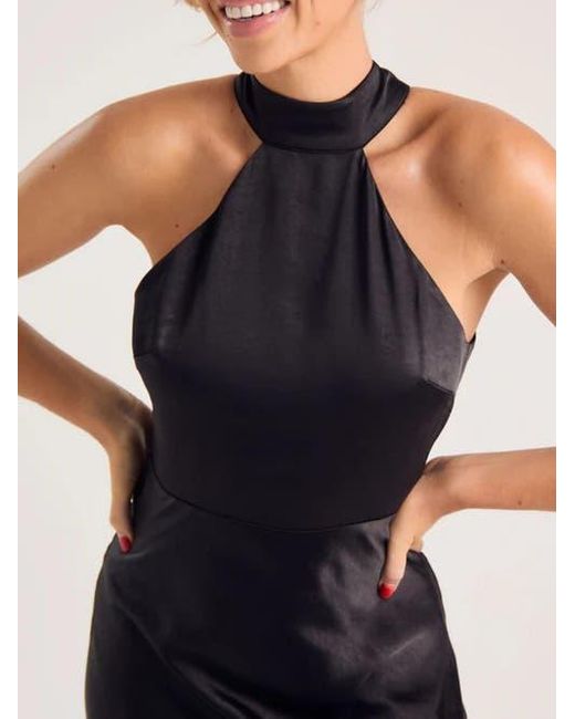 Six Stories Blue Halter Neck Satin Bridesmaid Dress