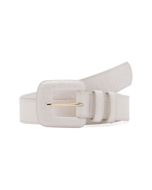 Mango White Crocodile Print Faux Leather Belt