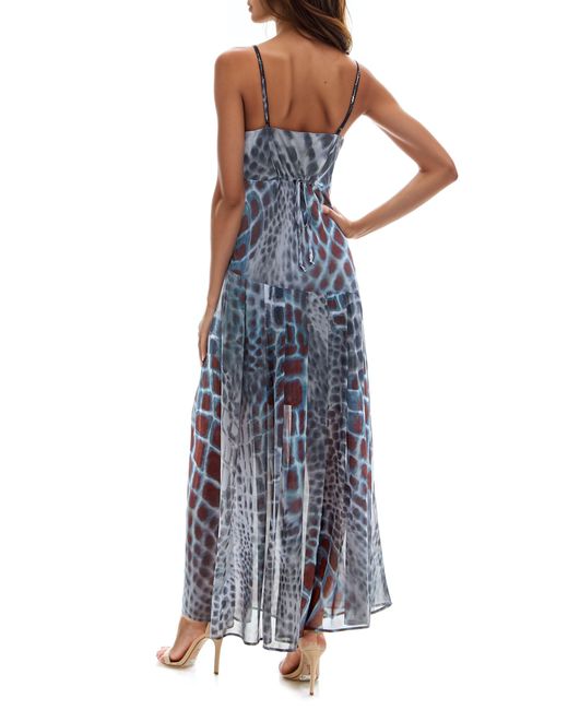 Socialite Blue Abstract Snakeskin Print Maxi Dress