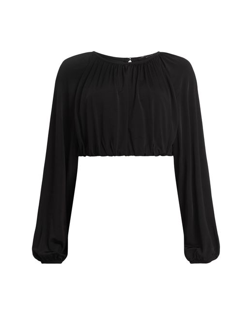 AllSaints Black Casandra Long Sleeve Crop Top