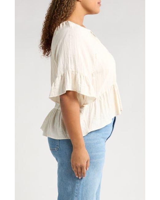 Treasure & Bond White Ruffle Peplum Top