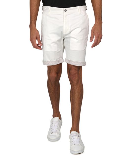 Brooklyn Brigade White Slim Fit Solid Flat Front Shorts for men