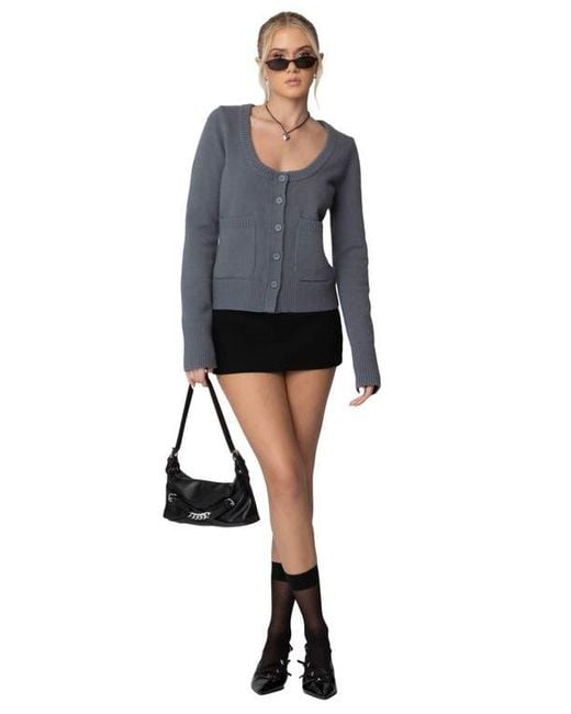 Edikted Black Daphnee Patch Pocket Cardigan