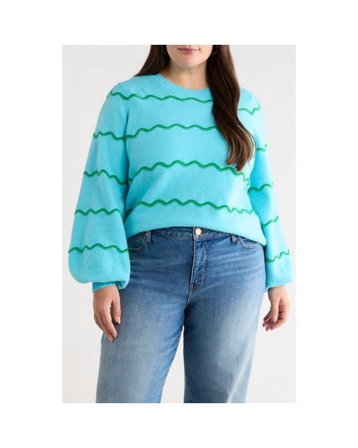 Sugarlips Blue Maeverly Wavy Stripe Sweater