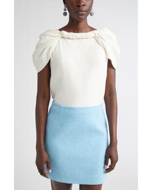 Oscar de la Renta White Triple Pompom Beaded Drop Earrings