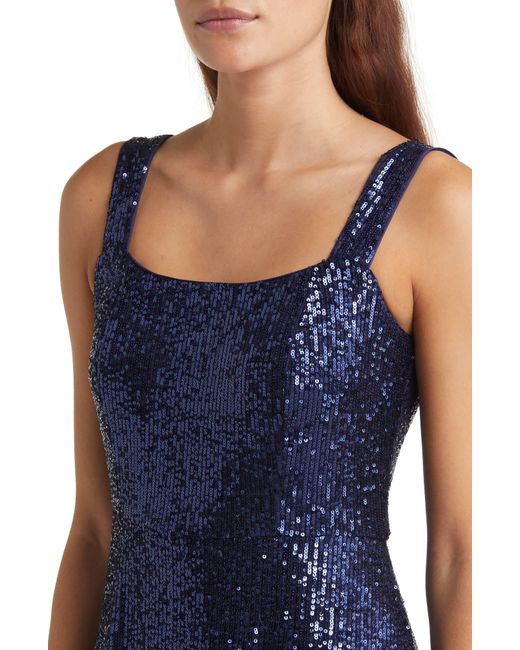 Anne Klein Sequin Midi Cocktail Dress in Blue | Lyst