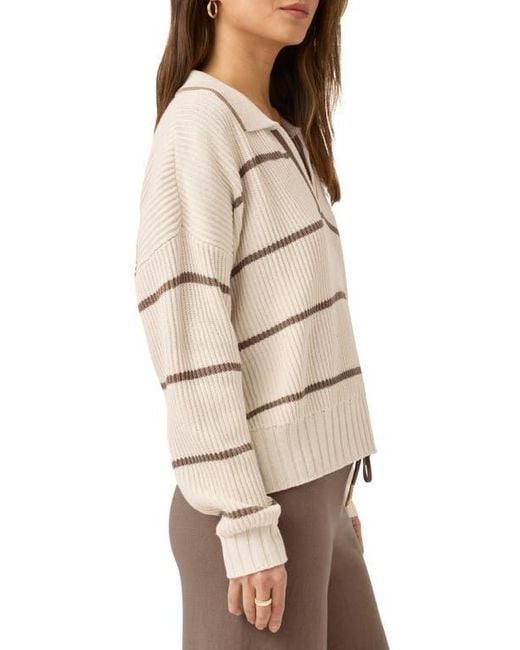 Splendid Natural X @Cellajaneblog Stripe Cotton Blend Polo Sweater