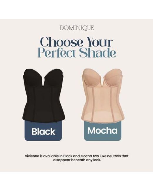 Dominique Intimates Black Vivienne Convertible Strapless V Wire Longline Corset Bra