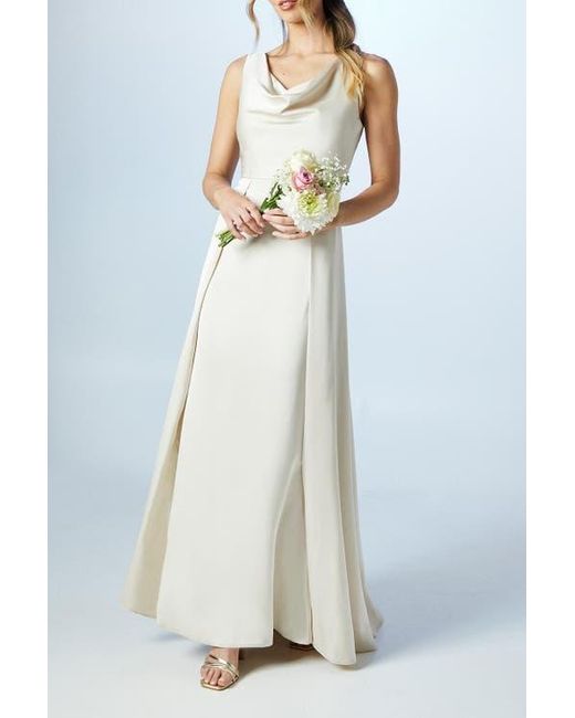 Coast Blue Sleeveless Cowl Neck Bridesmaid Dress