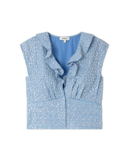 Sandro Blue Sequin Top