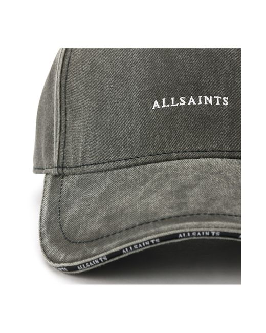 AllSaints Gray Embroidered Logo Adjustable Baseball Cap for men