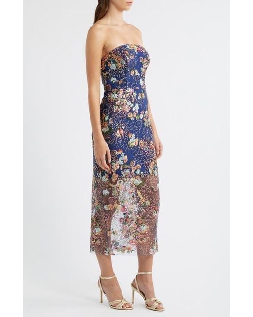 sam edelman floral embroidered & sequin strapless dress Floral Sequin Strapless Midi Dress (Women)
